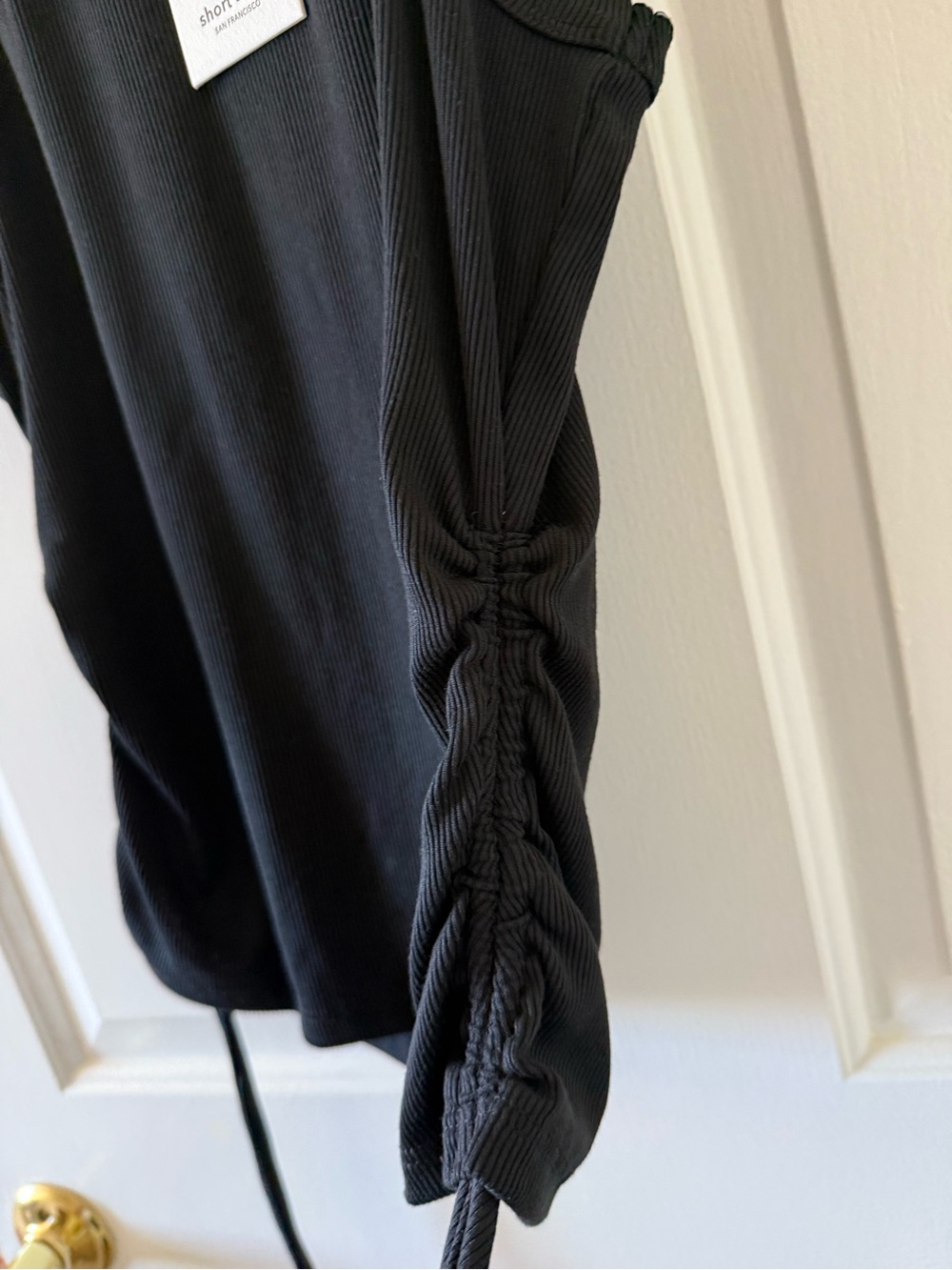 Black Ribbed Drawstring Tank Top - Picture 5 of 6
